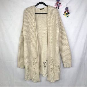 Evereve Peyton Jensen Yvette destructed knit tunic cardigan sweater